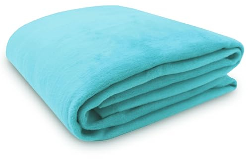 ZOLLNER Kuscheldecke flauschig in 150x200 cm - weiche und langlebige Sofadecke in türkis - waschbar bis 40°C - Mischgewebe - mit elegantem Einfassband - Hotelqualität - Oeko Tex® Zertifiziert