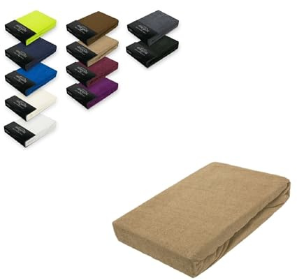 Sábana bajera de rizo, con goma en el borde, disponible en diferentes tamaños y colores, algodón rizado, arena, 60 - 70 x 140 cm