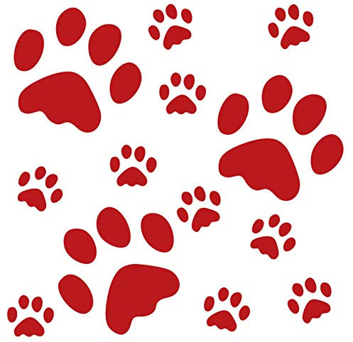 kleb-Drauf® | 13 Pfoten | Rot - matt | Wandtattoo Wandaufkleber Wandsticker Aufkleber Sticker | Wohnzimmer Schlafzimmer Kinderzimmer Küche Bad | Deko Wände Glas Fenster Tür Fliese
