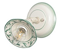 VANNI LAMPADARI - Applique da Parete Interno Edera - Lampada da Parete Orientabile con Snodo- in Ceramica Decorata a Mano - Applique Camera da Letto - Bagno - Cucina – Soggiorno, Verde