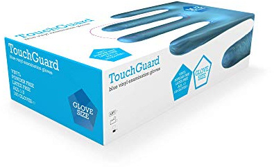 TouchGuard Einweg-Vinylhandschuhe aus Blauem Vinyl, Puderfrei, 100 Stück, Größe M