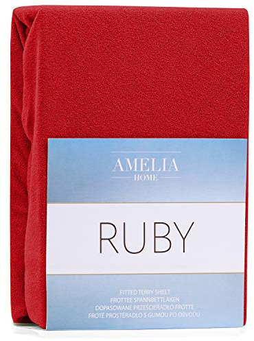 AmeliaHome Lenzuolo con Angoli Elasticizzati, in Spugna, Cotone, Colore e Dimensioni a Scelta, Cotone, Rot, 200x220-220x240 cm