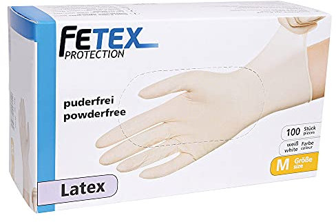 100 Latexhandschuhe Einweghandschuhe aus Naturlatex Weiß Größe S-XL puderfrei Top Qualität (S)