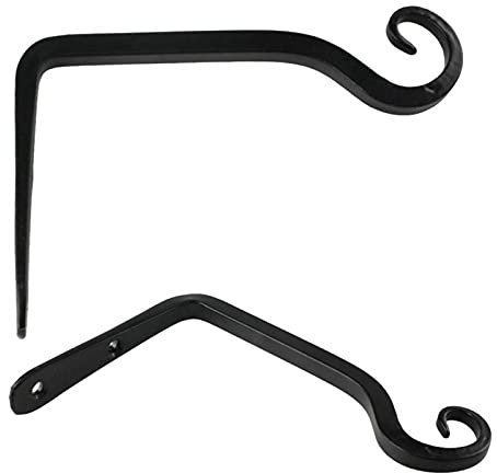 ENJY Wandhaken Blumenampel Wandmontierte geschmiedete Halterung, robust und rostfrei, um Ihre Blumenkörbe und Vogelfutter zu reparieren (Color : Schwarz)