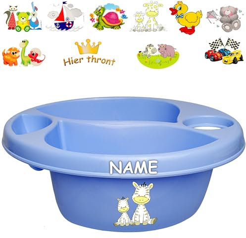 alles-meine.de GmbH 3 Kammer - Schüssel/Waschschüssel/Kinderwaschbecken - blau Motiv-Mix - Mädchen inkl. Name - Bieco - mit Seifenablage - Organizer - Reinigungsmittel Au..