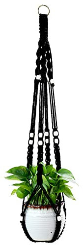 Blumenampel Makramee, Hängeampel Geflochten Blumentopf mit Hängekorb Blumenhänger Pflanzen Halter Hängepflanze Pflanzhänger für Innen Außen Balkone Wanddekoration, Länge 65cm (keine Blumentopf)