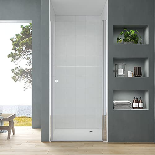 90cm Pendeltür Dusche Duschtür Glas Verstellbereich 88,5-90,5cm Duschkabine Nische Nischentür Schwingtür Rahmenlos Duschabtrennung inkl. Dichtung Magnetdichtung Schwallschutz 5mm Sicherheitsglas