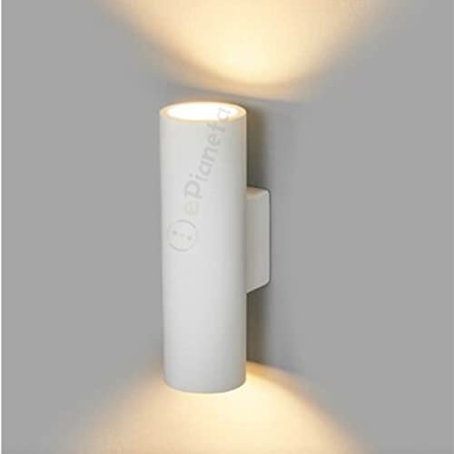 Plafoniera Faretto Applique cilindrico da soffitto in gesso bianco verniciabile con attacco GU10 lampada a cilindro (Applique)