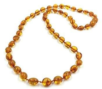 Vuxen Baltic Amber Necklace (unisex) - naturliga handgjorda bärnstensfärgade pärlor smycken, 46-48 cm, Bärnsten, Amber