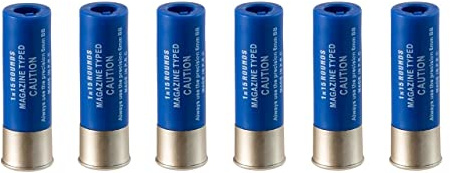 Saigo Defense Accessorio Airsoft - Confezione da 6 cartucce per Fucili a Pompa Airsoft da 6 mm - Colore: Blu - Materiale: plastica ad Alta densità - 70x23 mm