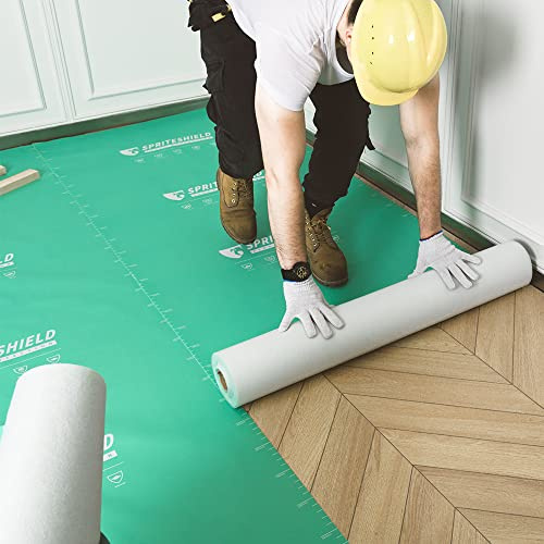 Spriteshield Pellicola protettiva temporanea resistente per pavimenti in legno, piastrelle e vernice dura, 99 x 300 m, per costruzioni e ristrutturazioni, colore verde, 99 x 100 m
