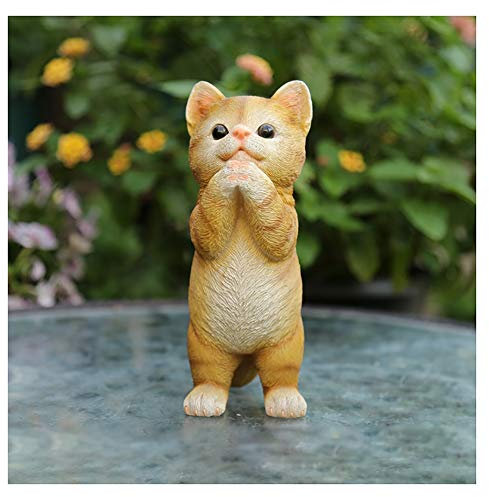 Statue de Jardin Exterieur Moderne Ornements de Jardin en Plein air, Mignon la décoration de résine de Chat Miniature, décoration de Jardinage Nain de Jardin Miniature (Color : D)