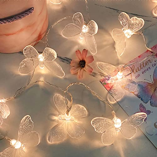 KINGCOO Butterfly String Lights, 6M 40LED Butterfly Battery Operated Indoor Outdoor Fairy Decorative Lights for Home Bedroom Party Birthday Summer Garden Wedding Christmas Lighting Decoration