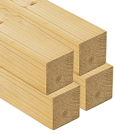 TWE Listelli Legno Massello Abete x 2 Metri Piallati su Quattro Lati con Smusso su Spigoli Made in Italy Confezione da 4 pz (40x40) mm