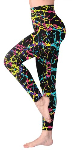 SINOPHANT High Waisted Leggings for Women, Buttery Soft Elastic Opaque Tummy Control Leggings, Plus Size Workout Gym Yoga(Color Line1,XXL)