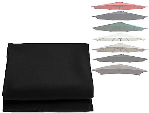 NILZA Blau Ersatz-Sonnenschirm Abdeckung, Sonnenschirm Bezug Ersatz Wasserdicht Sonnenschirmbezug, 3 M Sonnenschirm Baldachin Abdeckung Ersatz, 6 Streben 8 Streben (Color : Black, Size : 300cm/8Ribs