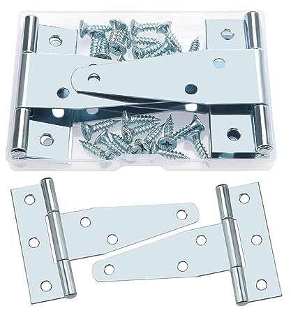 YIXISI 4 Pezzi 75mm Cerniere a T, Cerniera a T per Porta, Cerniere Porta Esterna in Metallo con 24 Pezzi Viti, per Porte, Finestre, Capannone, Recinzione, Armadi, Argento
