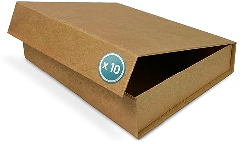 Verpackungswelt Geschenk-Box mit Deckel | 23 x 17 x 5 cm (10er Pack) | Geschenk-Karton mit Magnet-Verschluss | Perfekt für Geburtstag, Hochzeit, Weihnachten, Geburt | Geschenk-Verpackung in Braun
