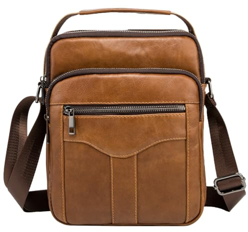 MANNUOSI Herren Schultertaschen business Freizeit Henkeltaschen echtleder vintage Handtaschen