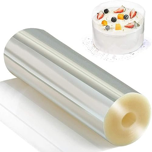 Tortenrandfolie 20cm, Transparent Acetat Rolle, Acetat Tortenrandfolie Wiederverwendbar, Torte Schokolade Mousse Kuchen Dessertringe (10m*20cm)