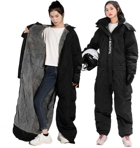 Women's Men's Ski Suits One Piece Jumpsuit Winter Outdoor Waterproof Warm Snowsuits Windproof Reflective unisex-Insulated Snow Suit for Skiing, fishing, cycling to keep warm, outd(Size:XL,Color:Black)