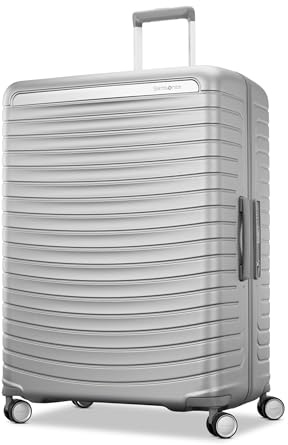 Samsonite Framelock Hartschalenkoffer mit 360-Grad-Rollen, Uni, Silber, Large Spinner