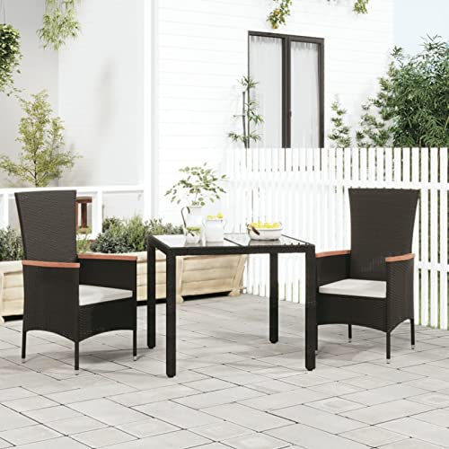 Rantry Garten Essstuhl Gartenstühle mit Kissen Gartenstuhl Möbel Relaxstuhl Sessel Hochlehner Stuhl Gartensessel Rattanstuhl Rattansessel Gartenmöbel Poly Rattan Schwarz