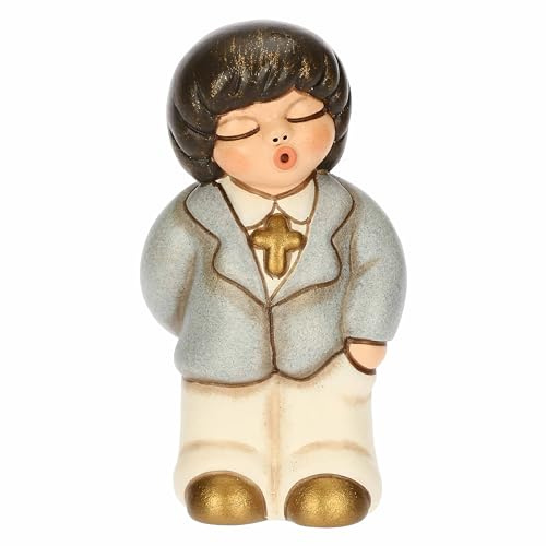 THUN, Bomboniera Bimbo Prima Comunione/Cresima in Ceramica Decorata a Mano, 3.8 x 2.6 x 7 cm h