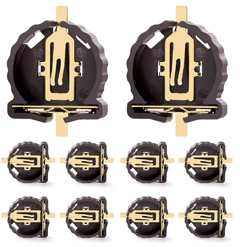 KUOQIY 10 Pièces Supports de Piles Bouton Horizontal, CR1220 Support de Pile Bouton, Adaptateurs de Piles Bouton 3V, pour Piles Bouton CR1220 LIR1220