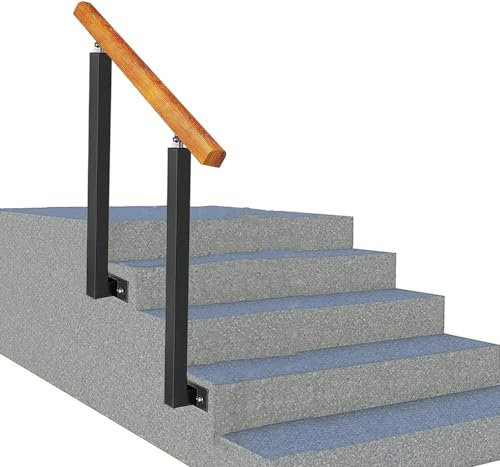 Pasamanos para escalones exteriores Montaje lateral, pasamanos de transición de 1 a 4 escalones Barandilla de escalera exterior ajustable, pasamanos de hierro forjado para escaleras(Size:110cm/43inch)
