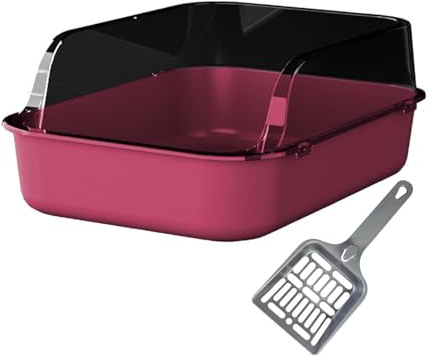 Folpus Lettiera per Gatti per Tutti i Tipi di lettiera per Gatti Sabbiera per Toilette per Gatti Anteriore ribassata a Forma di U per Gatti Giovani, Rosa
