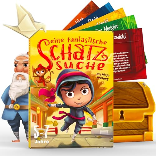 Deine fantastische Schatzsuche – Die Ninja Prüfung – Schnitzeljagd Spiel für 1 bis 7 Kinder von 5 bis 7 Jahren – Komplettset - Kindergeburtstag Spiele - Schnitzeljagd Kinder