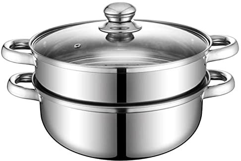 Steamer Pot for Cooking 11.9 inch Steamer Pot Upgrade Capacity, 2-tier Multipurpose 18/8 Stainless Steel Steam Pot Cookware with Lid for Vegetable, Dumpling, Stock, Sauce, Food
