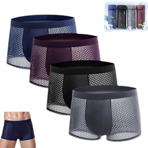 CTLTSRX Boxer in Fibra di bambù, Boxer da Uomo in Seta di Ghiaccio, Boxer Morbidi e Comodi, per Un Comfort Che Dura Tutto Il Giorno (XXL,4pcs)