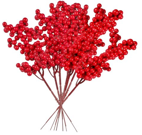IMIKEYA Rote Beeren Deko 40 STK Partystrauß Kunstpflanze Kunstplflanze Stechpalme Beerenstiele Weihnachtsbeeren Zum Basteln Künstlicher Weihnachtsbaum Künstliche Pflanzen Künstliche Beeren