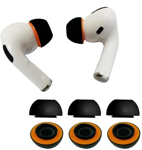 KASOTT Verbesserte Ohrstöpsel aus Memory-Schaum für AirPods Pro 1. und 2. Generation, Bequeme Schaumstoff-Ohrstöpsel, bessere Geräuschunterdrückung, 3 Paar Ersatzspitzen (Schwarze, Large)