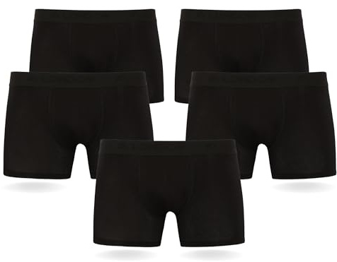 FM London 5-Pack Mens Boxers with HyFresh Odour Protection Technology - Breathable Mens Underwear Suitable all Occasions - Tagless and Multipack Designed for a 24hr Wear - Super Soft Black