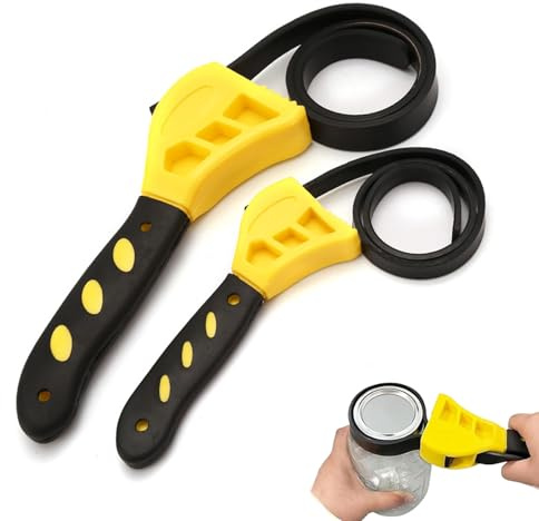 Master Pink 2Pcs Strap Wrench Set, Oil Filter Wrenches Upgrade 25 in and 20 in Length Adjustable Rubber Strap Wrench, Reinforced Rubber Belt, Pipe Wrench for Plumbers, Jar Opener for Weak Hands