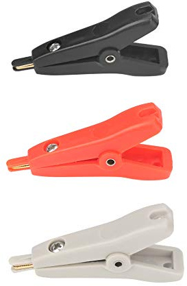 Clip a Coccodrillo in Rame Placcato Oro, 3 Pezzi, Morsetti per Test Kelvin 10A, Clip Isolata in ABS, Connettori Professionali per Test Batteria e Misurazioni Elettroniche