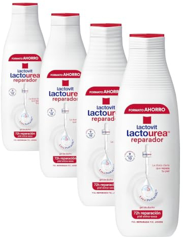 Lactovit - Gel de Ducha Reparador Lactourea, Hidratante y Nutritivo, Piel Fuerte y Joven, Textura Cremosa y Ligera, con Protein Calcium, para Pieles Muy Secas o Extra Secas - 750 ml (Paquete de 4)