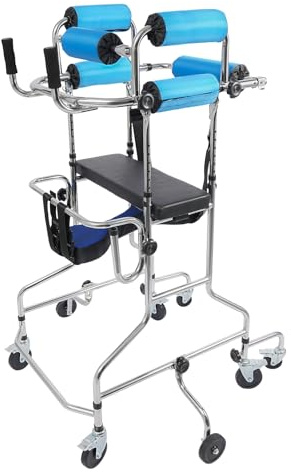 Gehhilfe für Senioren, Gehbock für Erwachsene mit 8 Rädern und Bremsen verstellbar für Erwachsene geeignet für 150-180 cm Körpergröße mit stabilem Kohlenstoffstahlrahmen