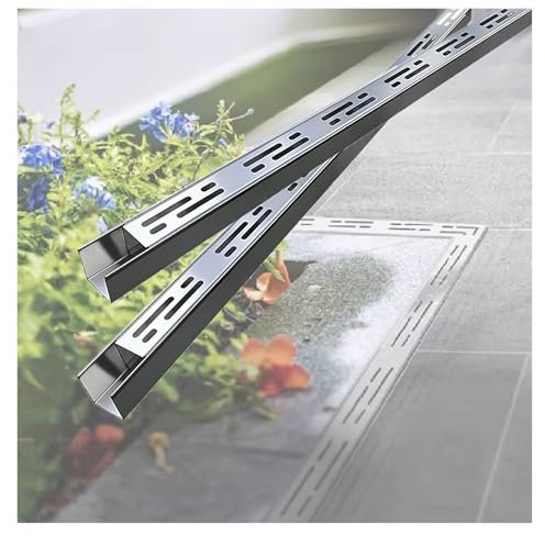 Drainage Channel 2-teiliger Grabenablauf Aus Edelstahl, Grabenablauf-Sets Mit Metallgitter, For Die Entwässerung Von Hof, Untergrund/Terrasse/Deck/Hof/Garage/Einfahrt/Außen/Innen(W70*H50mm)