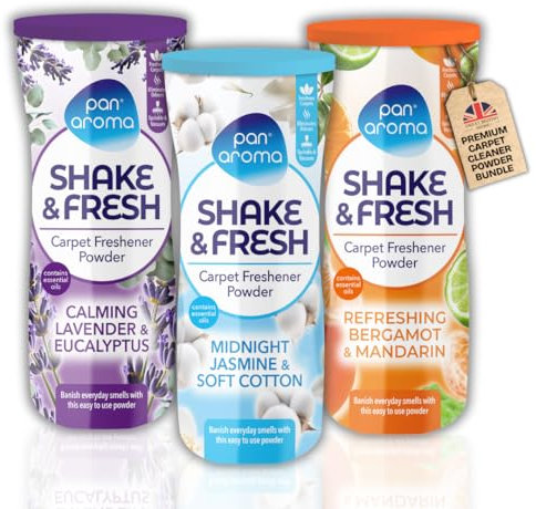 New Pan Aroma Shake and Fresh Carpet Freshener Powder 500g x 3pk – Deep Cleaning Carpet Cleaner Powder & Deodoriser | Shake n Vac | Mixed Premium Scents by GBH