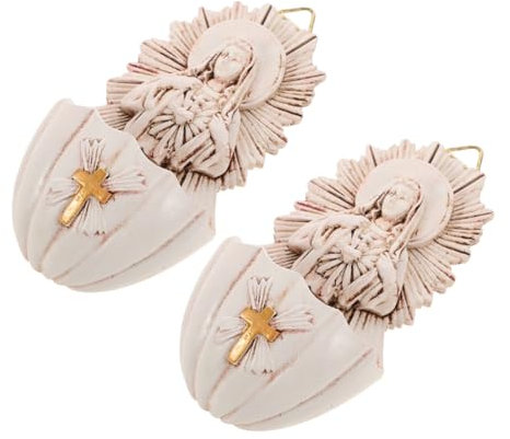 ULTECHNOVO 2pcs Resin Wall Hanging Holy Water Font Decorative Storage for Home Blessings First Communion Confirmation Stylish Indoor Entrance