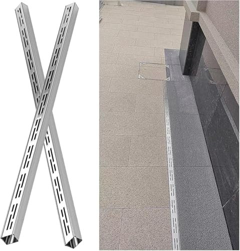 Kit di drenaggio per grondaie, tubo di scarico stretto in acciaio inox per giardini, terrazze, marciapiedi e vialetti, confezione da 2