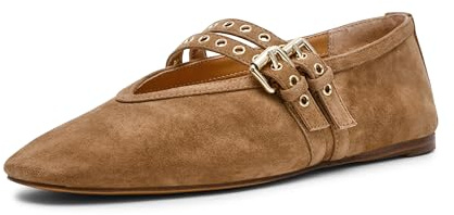 Steve Madden Women's Lydia Ballet Flat, Taupe Suede, 9.5