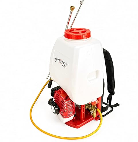Synergy Sulfatadora de Mochila a Gasolina 25L – Motor 2 Tiempos 25cc - Modelo Sprayer Liquid – Caudal 7L/min – Alcance 9-15m – Lanza Multiboquilla y Pistola de 90cm