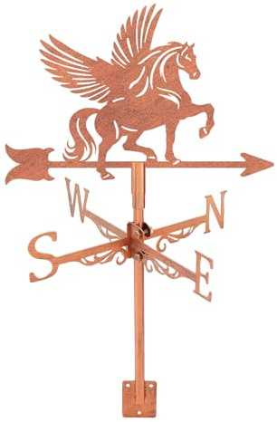 SUPERDANT Geflügeltes Pferd Wetterfahne Mit Windrichtungsanzeiger Aus Metall Für Garten Farm Hinterhof Pavillon Scheune Dacheindeckung Rotkupfer Kunstdekoration