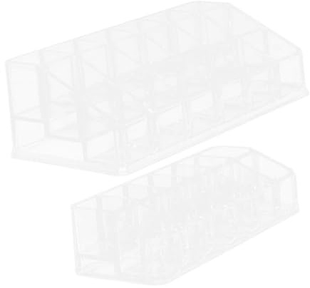 Porta Rossetti Organizer da Scrivania in Ps Trasparente, 2 Pezzi | Griglia da 12 o 18 Scomparti, Supporto da Tavolo, Accesso Rapido, Visibilità Chiara, Stile Semplice