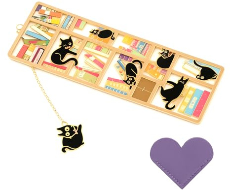Lesezeichen Metall Katze mit Herz Anhänger – Chinesischer Stil Messing Lesezeichen Personalisiert, Elegantes Design Geschenk für Frauen, Buchliebhaber & Katzenfreunde, Vintage Deko Bookmark